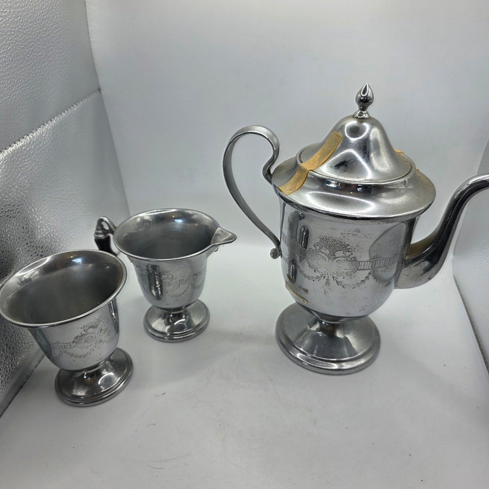 Vintage D.W. Haber & Son NY Silverplate Coffee Tea Set Pot Creamer Sugar Hotelwa